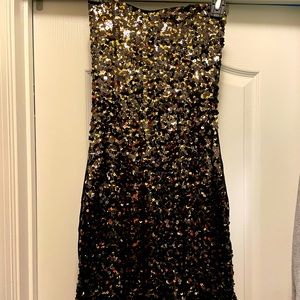 H&M gold and black sequin mini dress